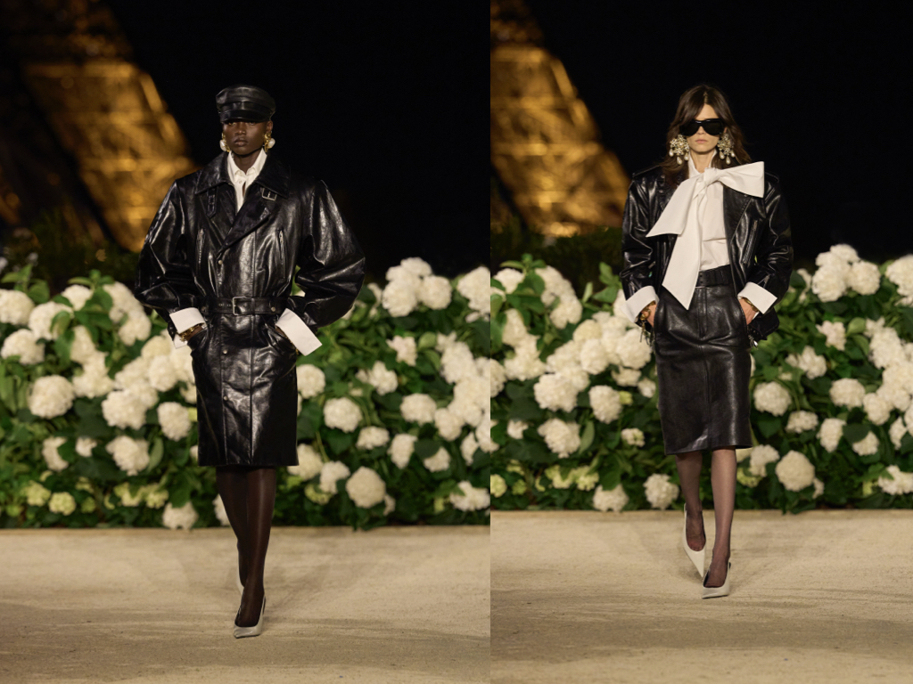 Modelle indossano outfit della collezione primavera estate 2026 di Saint Laurent 