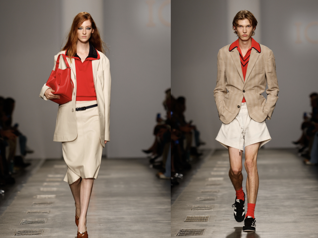 Modelli con outfit Iceberg SS 2026 in stile italiano e mood british