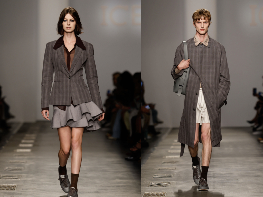 Modelli con outfit Iceberg SS 2026 in stile italiano e mood british